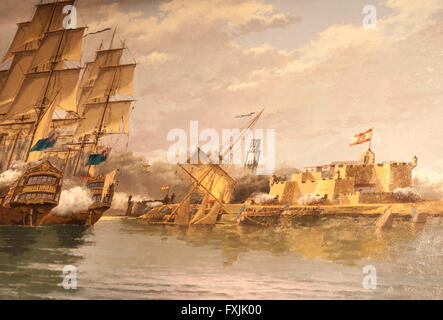 Painting of Admiral Nelson s fleet attacking Santa Cruz de